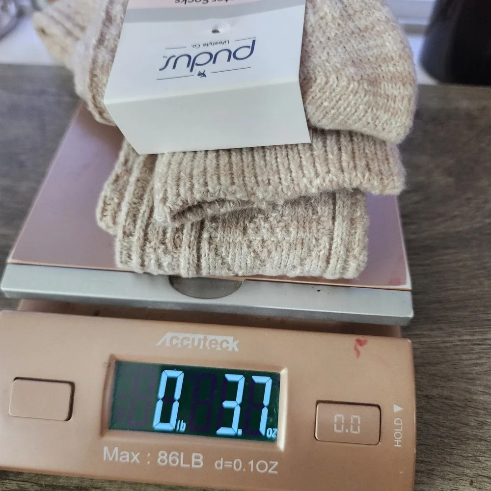 Pudus Lifestyle Co Womens Sweater Socks Tan Cable Knit Over The Knee Size 6-10
